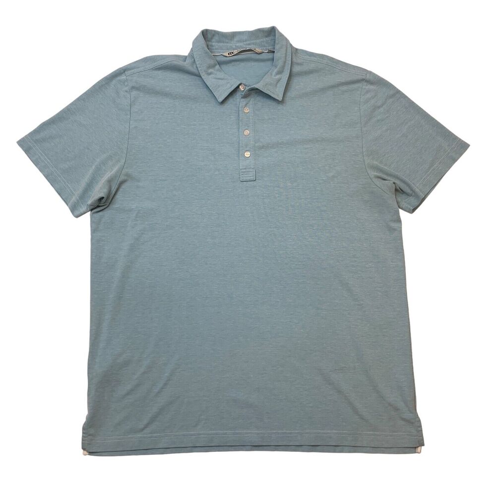 Travis Mathew Polo Shirt Mens XXL 2XL Light Blue Pima Cotton Blend Active Golf